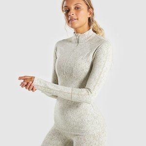 Gymshark Fluer 1/2 Zip Pullover Washed Khaki Sz M